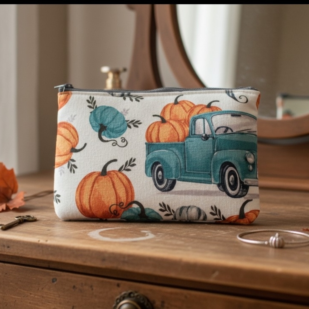 Autumn Harvest Pouch with Vintage Truck Design
